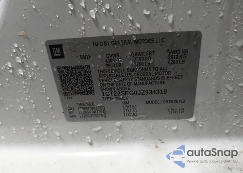 2018 GMC Sierra 2500Hd Sle z USA, uszkodzony, nr VIN 1GT22SEG0JZ334319